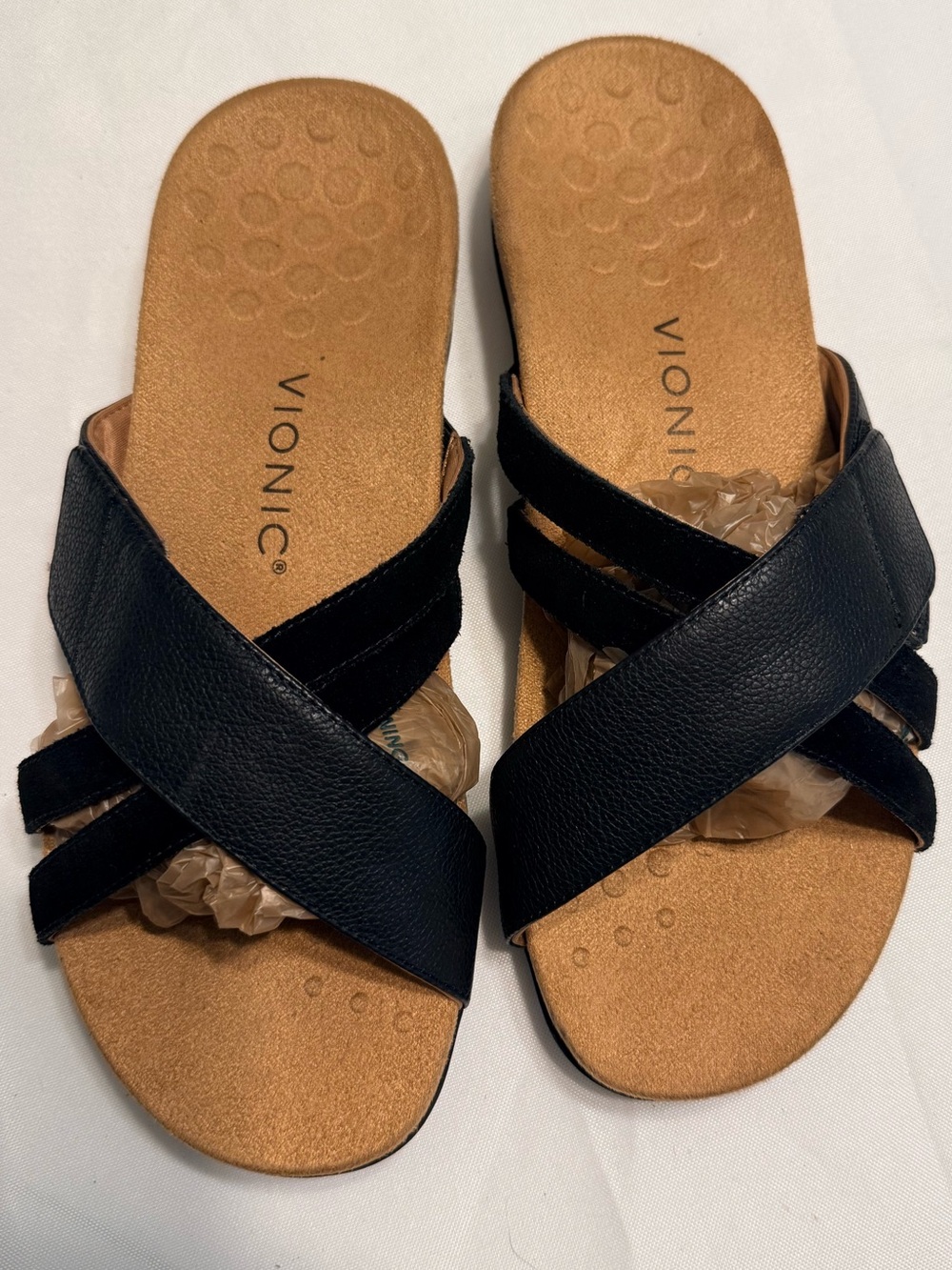 VIONIC Zarie slip in adj sandals size 8.5 black